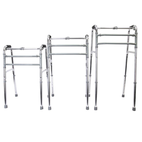 Folding walker reciprocal different heights