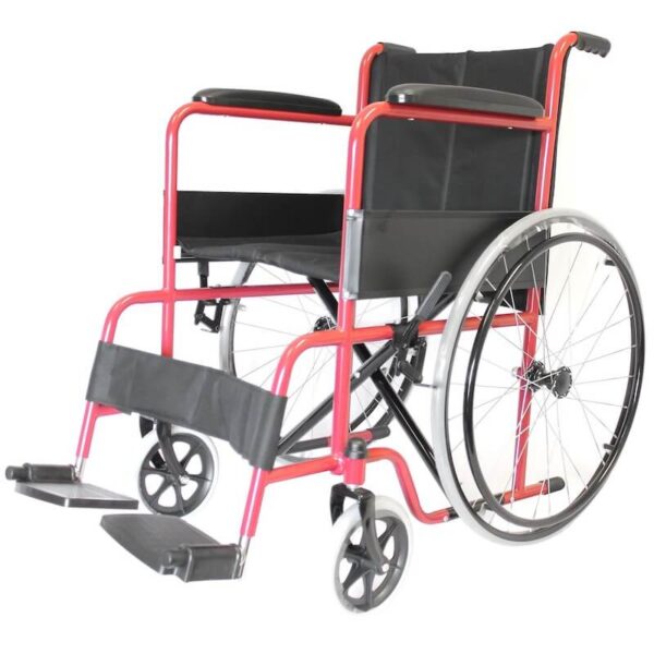 WINFAR Basic Wheelchair Red removeable footrests