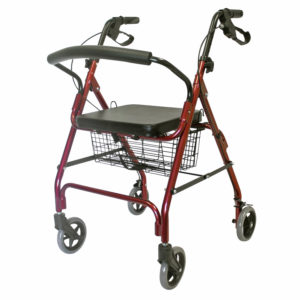 Rollator with Seat, Basket, Loop Brakes 6 inch Wheels - Aluminum Frame | Winfar Mobility Aids