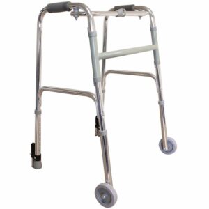 Folding walker with wheels & push down brakes