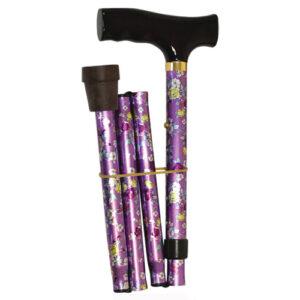 Folding Walking Stick with Floral Design