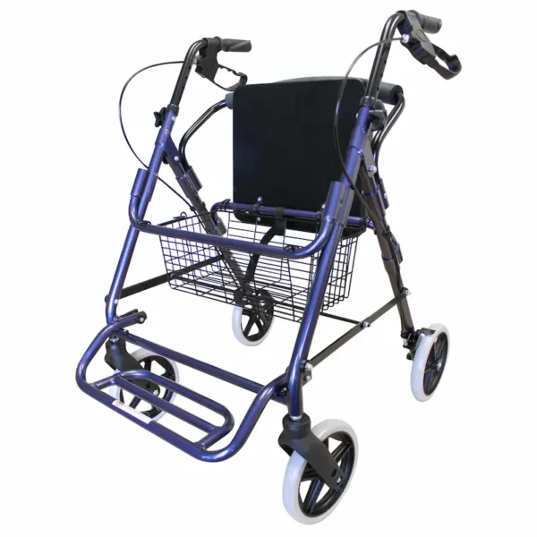 Rollator with basket & footrest south africa FS965LHBROL4BLUE | Winfar Mobility