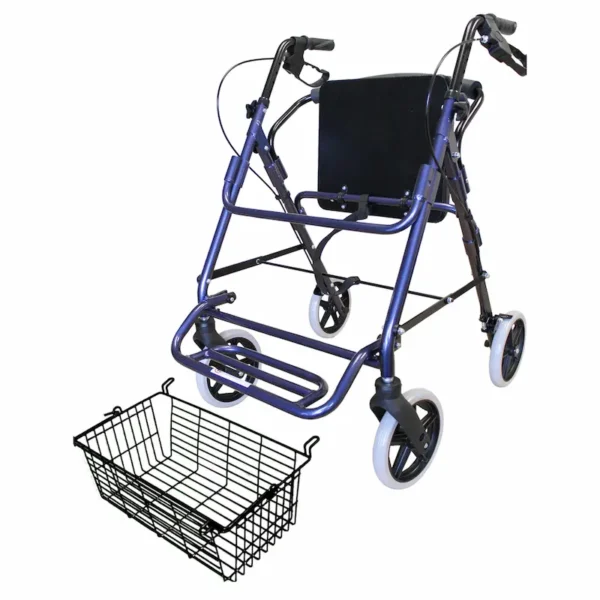 Rollator with foot rest & basket FS965LHBROL4BLUE | Winfar Mobility