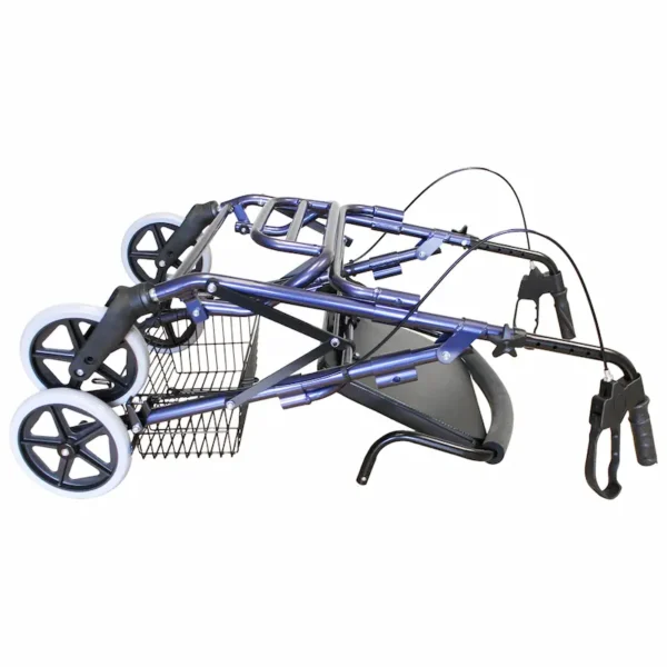 Rollator with footrest, basket and folds FS965LHBROL4BLUE | Winfar Mobility