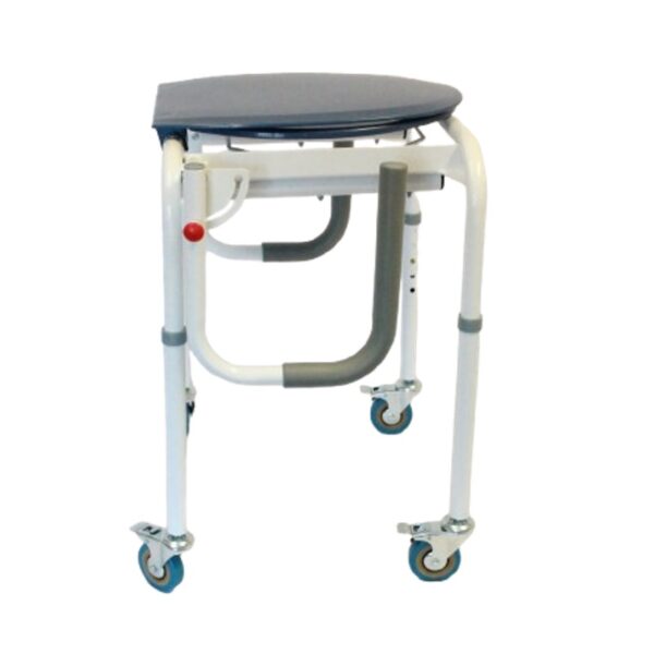 Commode drop arms with wheels and drop back