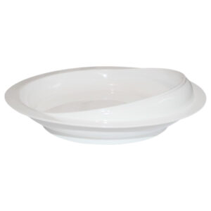 Adaptive scoop plate with curved rim and suction base for adult use