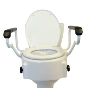 Fixed Raised Toilet Seat with Armrests and lid