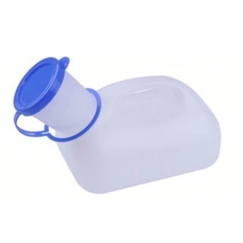 Male Urine Bottle – 1000ml 2 Translucent 1000ml male urine bottle with lid and integrated handle