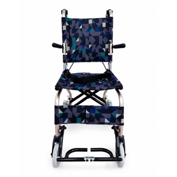 Extra Narrow Lightweight Foldable Transit Wheelchair - Aluminium 5 WINFAR_Extra Narrow Transit Wheelchair_Front View