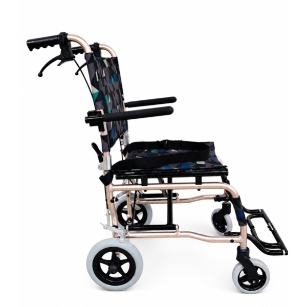 Extra Narrow Lightweight Foldable Transit Wheelchair - Aluminium 6 WINFAR_Transit Wheelchair side view